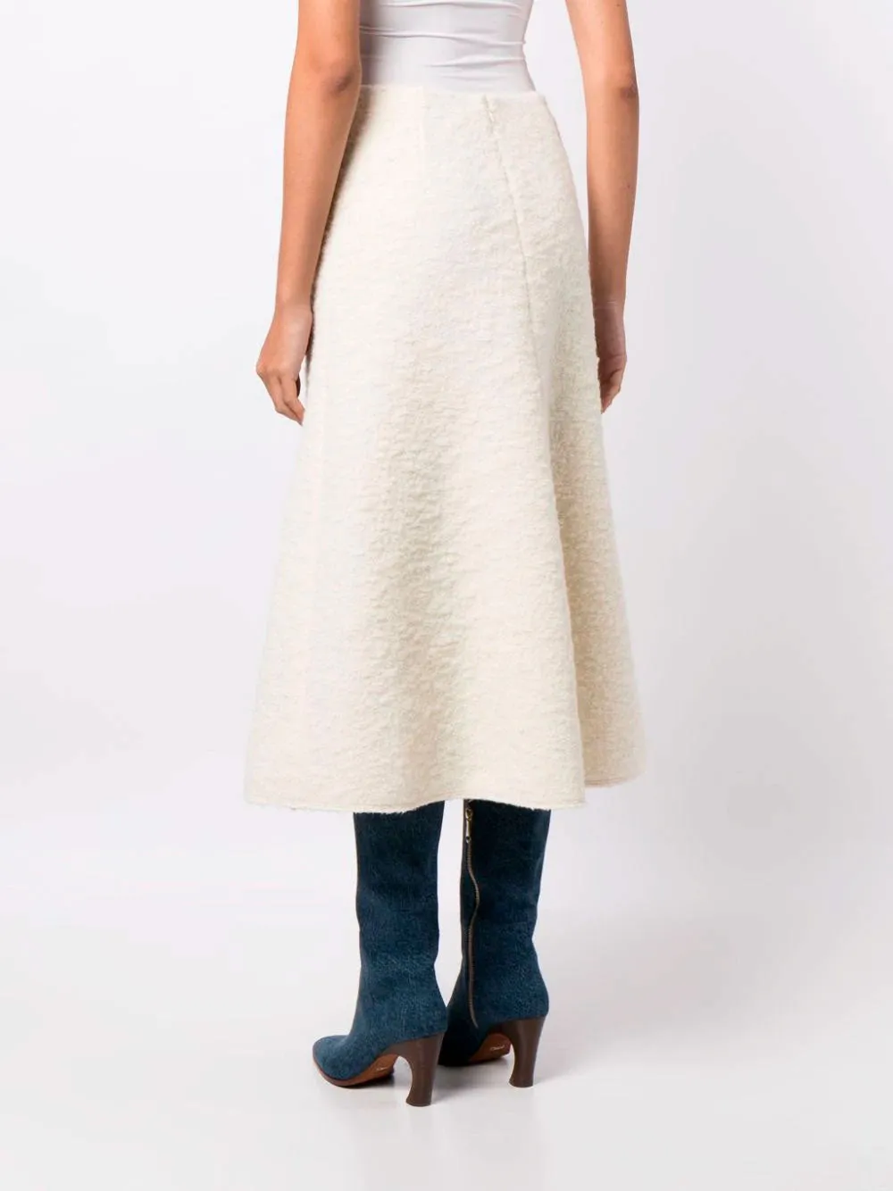 A-line bouclé midi skirt