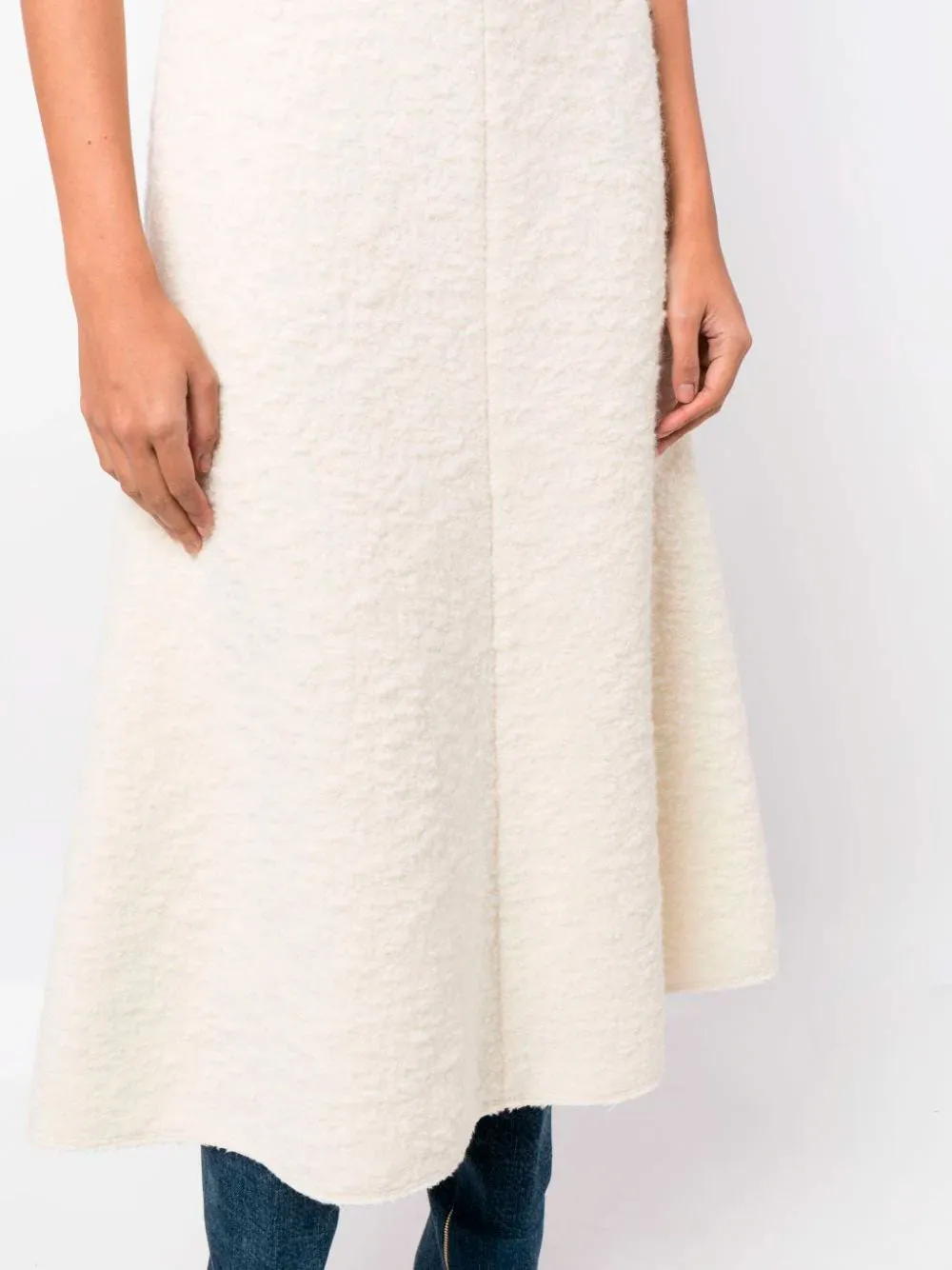 A-line bouclé midi skirt