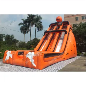 Halloween Pumpkin Patch Bouncer Inflatable Slide Commercial Giant Inflatable Jumpers Castle Double Lane Slide