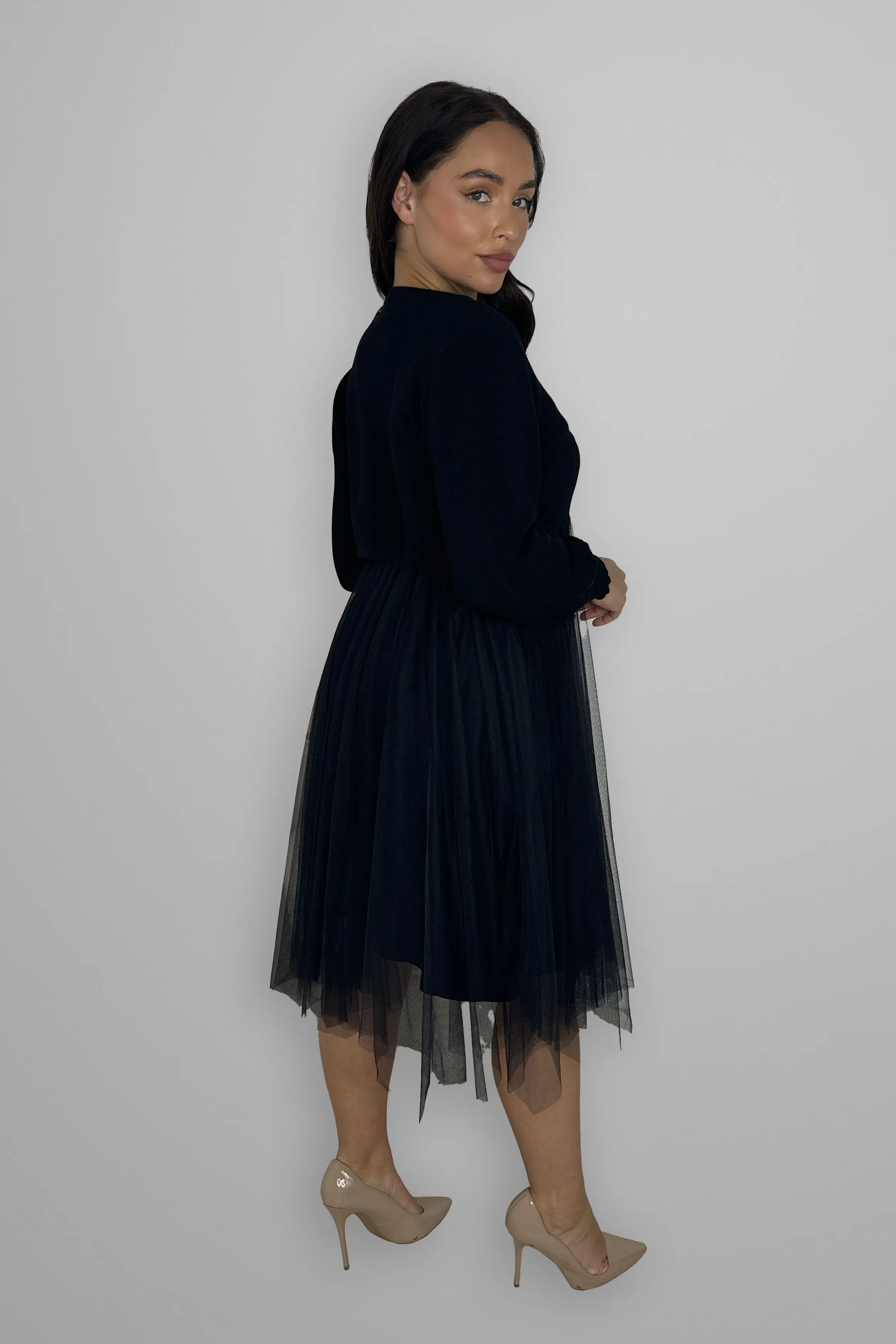 Knitted Tutu Midi Dress And Bolero Jumper Co-ord Set