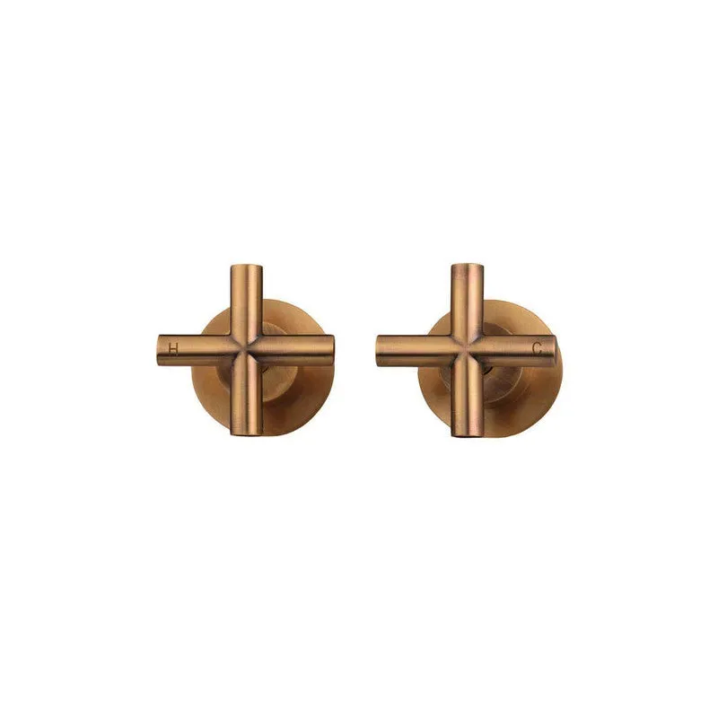 Meir Round Cross Handle Jumper Valve Wall Top Assemblies - Lustre Bronze