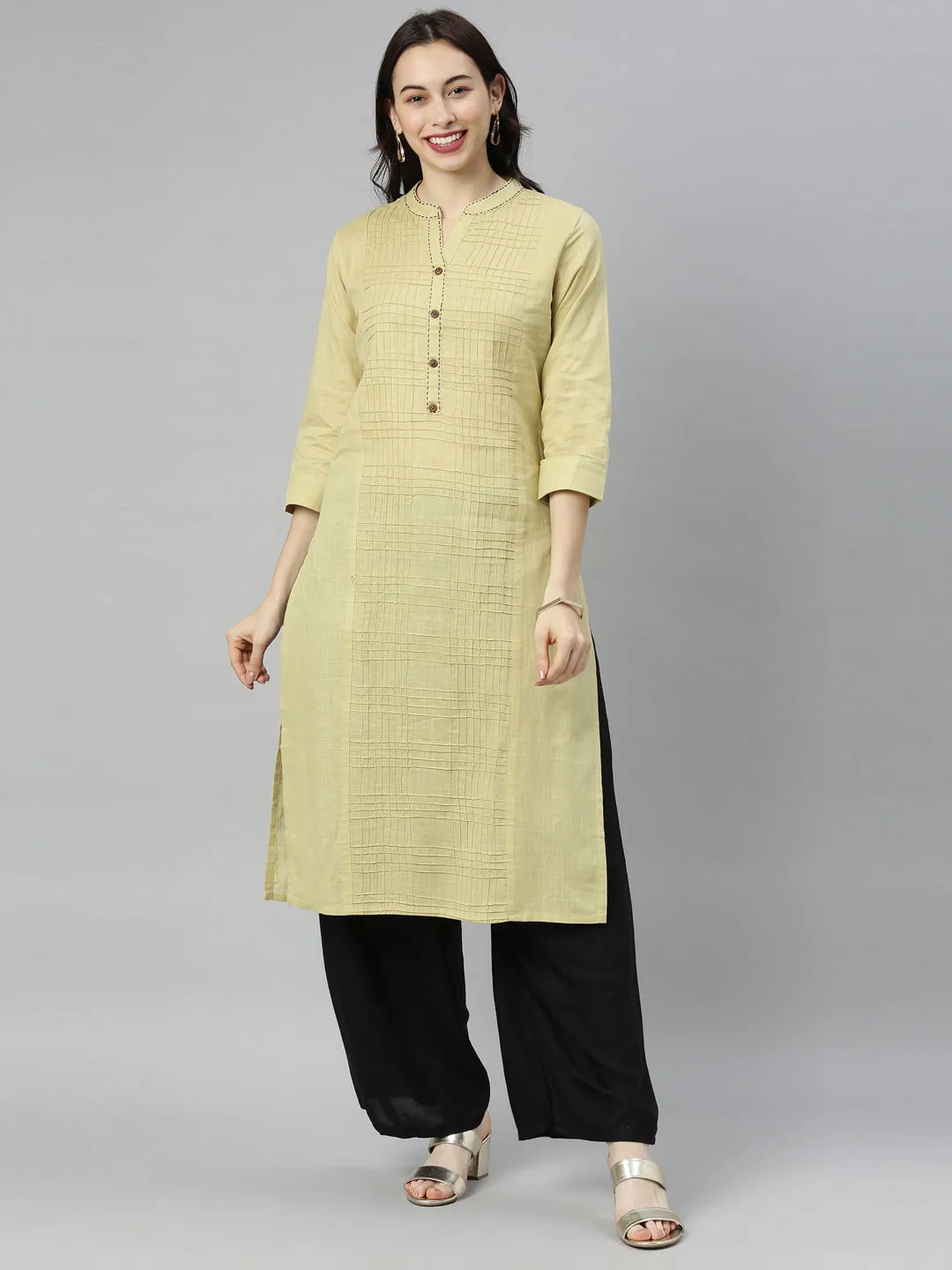 Neeru's Beige Colour Slub Cotton Fabric Tunic "44"