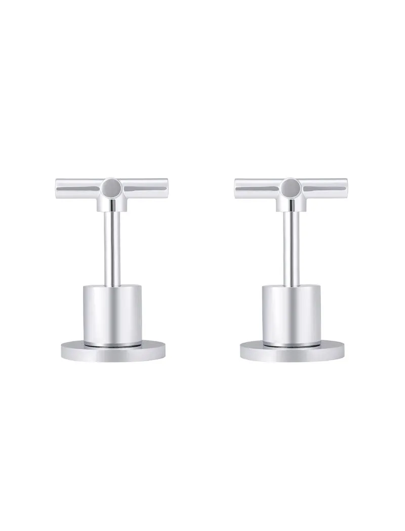 Round Cross Handle Jumper Valve Wall Top Assemblies - Polished Chrome