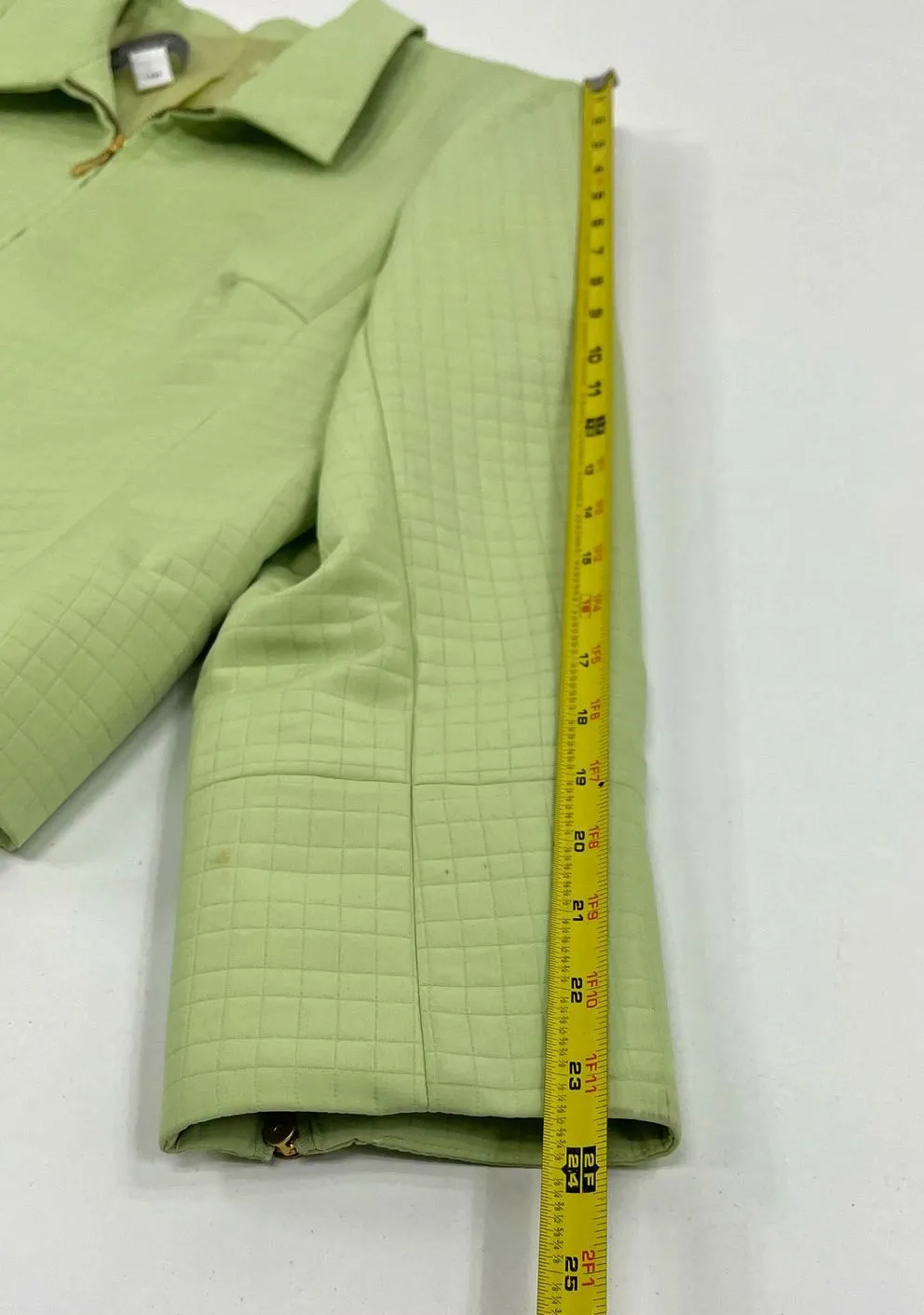 Women's Petite Sophisticate Green Quilted Full Zip Blazer Jacket - Size 14